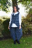 Nora Brushed Cotton Gingham Trapeze Waistcoat Navy